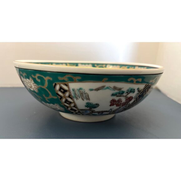 Vintage Gold Imari Japanese Hand Painted Serving Bowl 7 1/2” Diameter - Picture 3 of 11